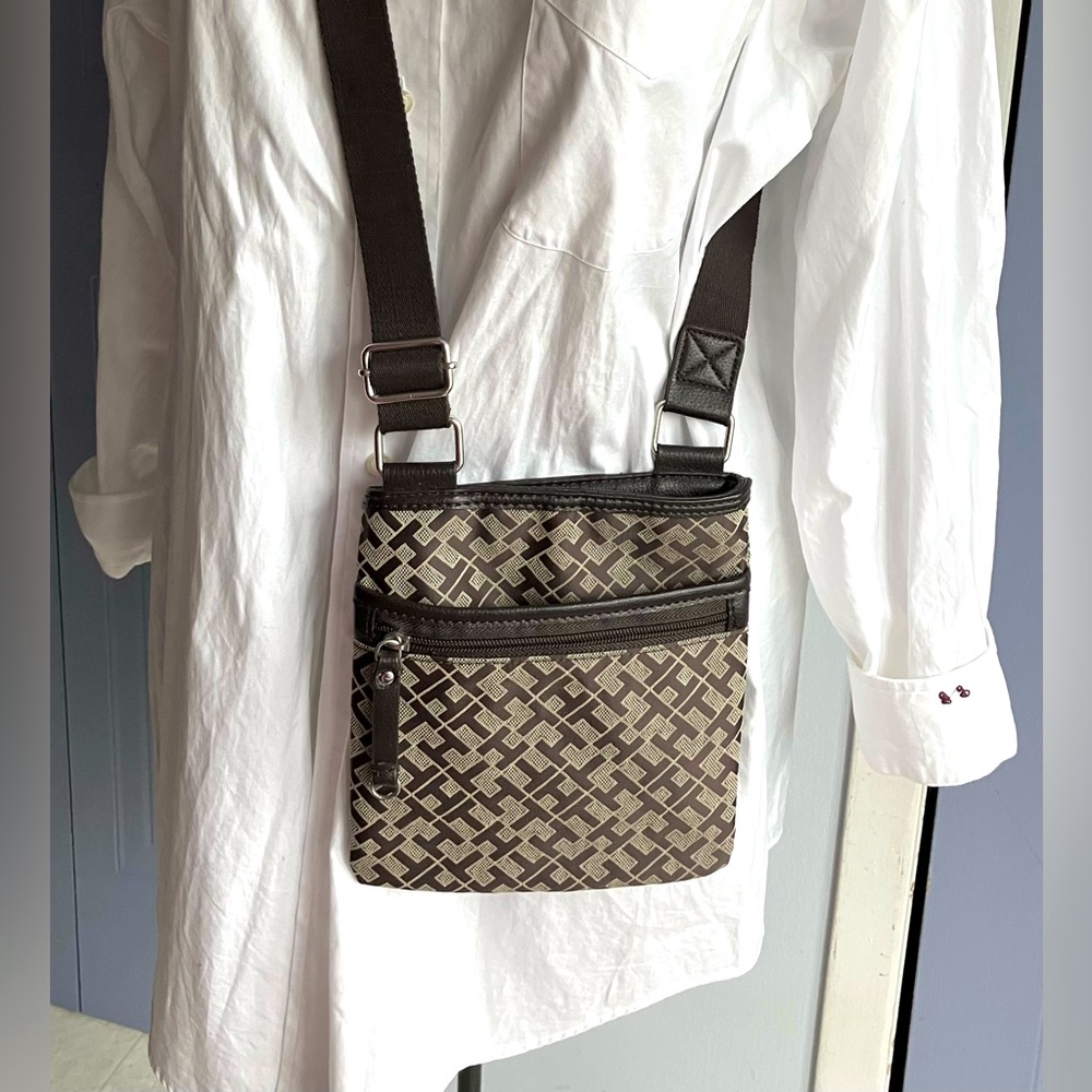 Tommy Hilfiger Tan and Brown Small Crossbody Bag